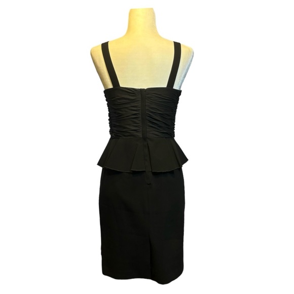 Jill Stuart Black Peplum Dress with Ruched Bodice Size 6 - Picture 2 of 9
